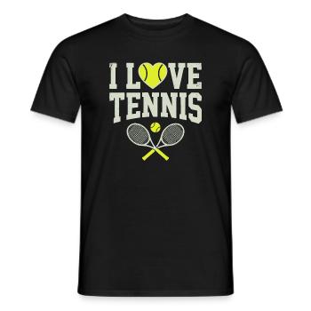 Tennis T-shirt, I Love Tennis Shirt, Hoodie, Mütze - Männer T-Shirt - Schwarz - Vorne - AI Model Male 178 light (178cm)