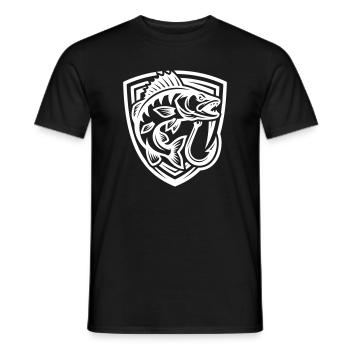 Hecht Fisch Angeln Wappen - Männer T-Shirt - Schwarz - Vorne - AI Model Male 178 light (178cm)