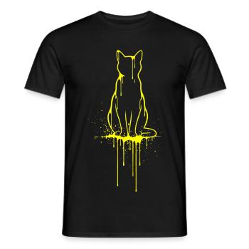 Silhouette de chat Look doré - T-shirt homme - noir - Devant - AI Model Male 178 light (178cm)