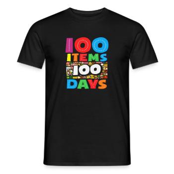 100 School Supplies 100 Days School Design - Men's T-Shirt - black - Front - AI Model Male 178 light (178cm)