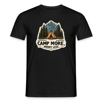 Camping Spruch Camp More Worry Less Camper Outdoor - Männer T-Shirt - Schwarz - Vorne - AI Model Male 178 light (178cm)