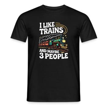 Ich mag Züge und vielleicht 3 Menschen - Männer T-Shirt - Schwarz - Vorne - AI Model Male 178 light (178cm)