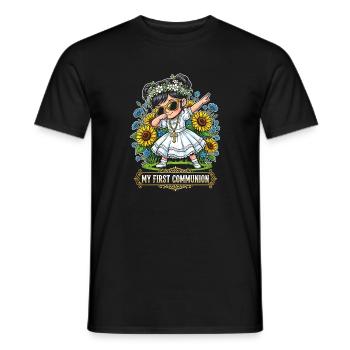 La danseuse de la fleur de la Première Communion - T-shirt homme - noir - Devant - AI Model Male 178 light (178cm)