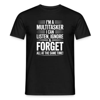 Multitâche, proverbes, sarcasme, cadeau d’humour au bureau, cadeau - T-shirt homme - noir - Devant - AI Model Male 178 light (178cm)