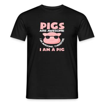 Les cochons sont géniaux, c’est pour ça que je suis très drôle - T-shirt homme - noir - Devant - AI Model Male 178 light (178cm)