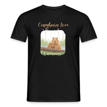 T-Shirt-Design „Capybara Love“ - Männer T-Shirt - Schwarz - Vorne - AI Model Male 178 light (178cm)