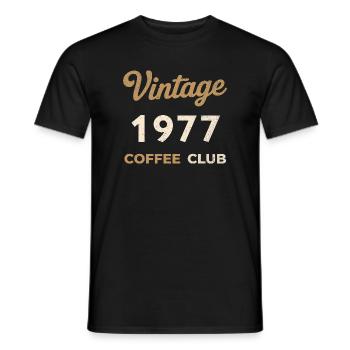 Vintage 1977 – Coffee Club Retro Birth Year - Men's T-Shirt - black - Front - AI Model Male 178 light (178cm)