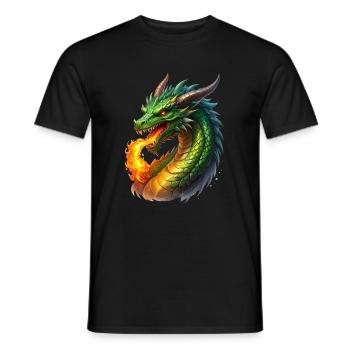 Feuer speiender Drache - Männer T-Shirt - Schwarz - Vorne - AI Model Male 178 light (178cm)