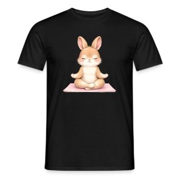 Meditating Bunny in Yoga Description - Men's T-Shirt - black - Front - AI Model Male 178 light (178cm)