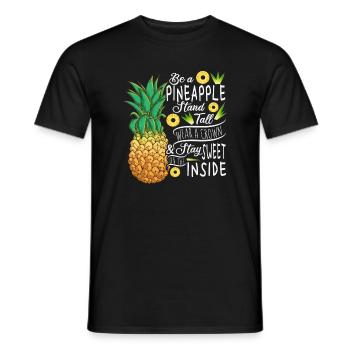 Be A Pineapple Stand Tall Wear A Crown Quote Art - Men's T-Shirt - black - Front - AI Model Male 178 light (178cm)