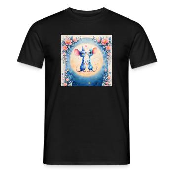 Souris bleues amoureuses - T-shirt homme - noir - Devant - AI Model Male 178 light (178cm)