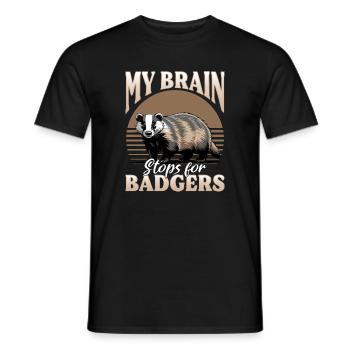 Funny Animal Badger - Men's T-Shirt - black - Front - AI Model Male 178 light (178cm)