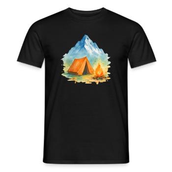 Montagne du Feu de camp Watercolor - T-shirt homme - noir - Devant - AI Model Male 178 light (178cm)
