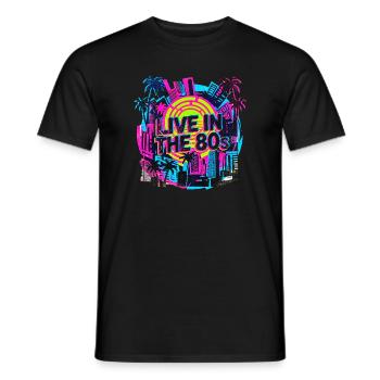 80s Retro Neon Party - Men's T-Shirt - black - Front - AI Model Male 178 light (178cm)