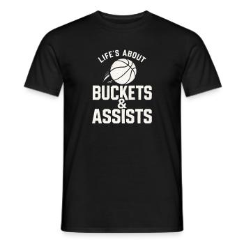 La vie au basket, c’est les paniers et les passes décisives Baller - T-shirt homme - noir - Devant - AI Model Male 178 light (178cm)