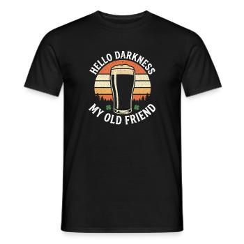 Bonjour Darkness, mon vieil ami boit de la bière Stout - T-shirt homme - noir - Devant - AI Model Male 178 light (178cm)