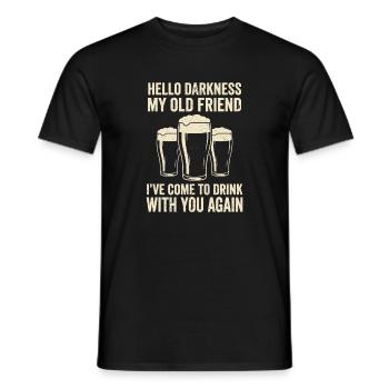 Bonjour Darkness, mon vieil ami boit de la bière Stout - T-shirt homme - noir - Devant - AI Model Male 178 light (178cm)