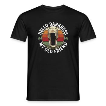 Bonjour Darkness, mon vieil ami boit de la bière Stout - T-shirt homme - noir - Devant - AI Model Male 178 light (178cm)