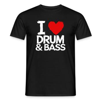 I Love Drum & Bass Grunge Music Drummer Funny - Men's T-Shirt - black - Front - AI Model Male 178 light (178cm)