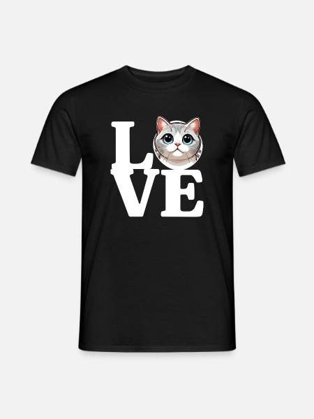 J’ADORE Chat Amoureux Chat Drôle - T-shirt homme - noir