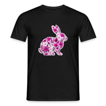 Hase Silhouette Blumen Pink - Männer T-Shirt - Schwarz - Vorne - AI Model Male 178 light (178cm)
