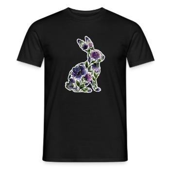 Hase Silhouette Blumen - Männer T-Shirt - Schwarz - Vorne - AI Model Male 178 light (178cm)
