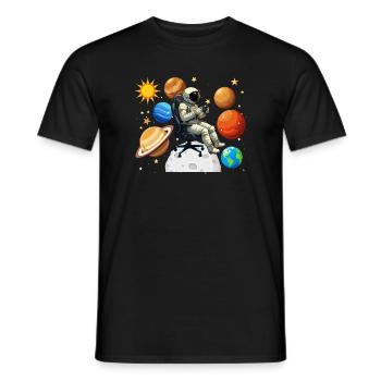 Astronaut Zocken Gaming Weltraum Gamer - Männer T-Shirt - Schwarz - Vorne - AI Model Male 178 light (178cm)