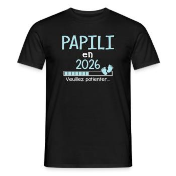 Papili en 2026 Cadeau Futur papy  - T-shirt homme - noir - Devant - AI Model Male 178 light (178cm)