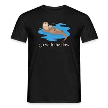 Otter Duo : Laisse Aller avec le Courant - T-shirt homme - noir - Devant - AI Model Male 178 light (178cm)