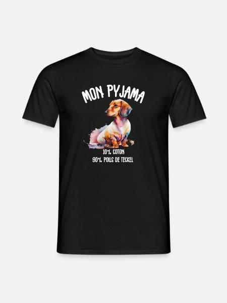 Pyjama Chien Teckel Humour  - T-shirt homme - noir