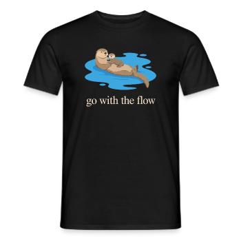 Otter Duo: Geh mit dem Strom - Männer T-Shirt - Schwarz - Vorne - AI Model Male 178 light (178cm)
