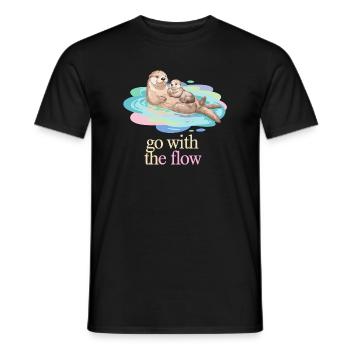 Otter Duo in Pastel Flow - Männer T-Shirt - Schwarz - Vorne - AI Model Male 178 light (178cm)