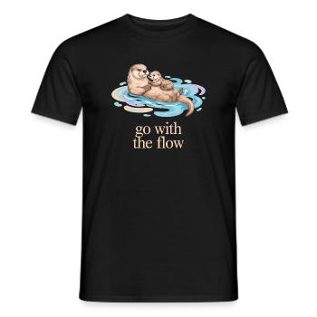 La famille de la loutre se laisse porter - T-shirt homme - noir - Devant - AI Model Male 178 light (178cm)