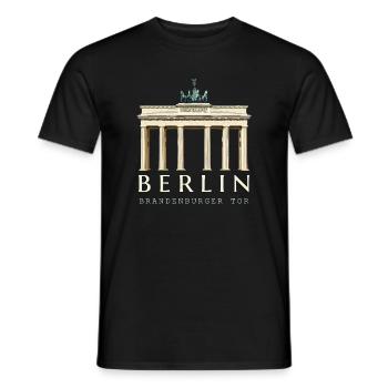 Berlin, dessin à la main de la porte de Brandebourg - T-shirt homme - noir - Devant - AI Model Male 178 light (178cm)