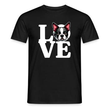 J’ADORE Boston Terrier Chien Amateur de Chiens Drôle - T-shirt homme - noir - Devant - AI Model Male 178 light (178cm)