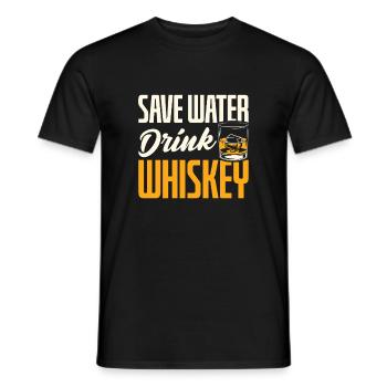 Save Water Drink Whiskey Funny Quote Design - Men's T-Shirt - black - Front - AI Model Male 178 light (178cm)
