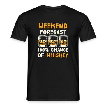 Weekend Forecast 100% Chance of Whiskey Fun Art - Men's T-Shirt - black - Front - AI Model Male 178 light (178cm)