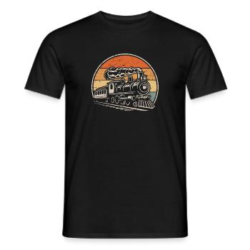 Locomotive, chemin de fer, locomotive à vapeur, modélisme ferroviaire - T-shirt homme - noir - Devant - AI Model Male 178 light (178cm)