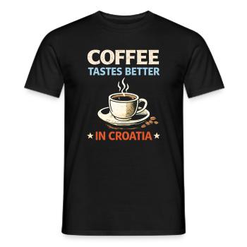 Le café a meilleur goût en Croatie - T-shirt homme - noir - Devant - AI Model Male 178 light (178cm)