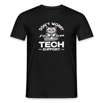 Keine Sorge ich bin vom Tech Support Katze IT - Männer T-Shirt - Schwarz - Vorne - AI Model Male 178 light (178cm)