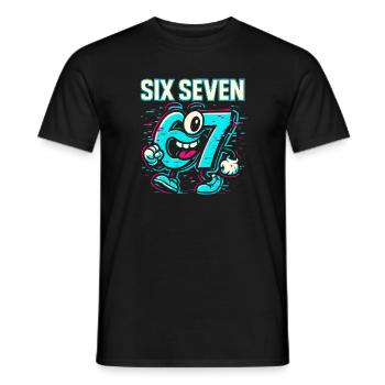 Six Seven 67 Meme Glitch Mascot Italian Brainrot - Männer T-Shirt - Schwarz - Vorne - AI Model Male 178 light (178cm)