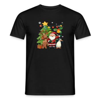 Dabbing Weihnachtsmann Rentier Pinguin Kinder - Männer T-Shirt - Schwarz - Vorne - AI Model Male 178 light (178cm)