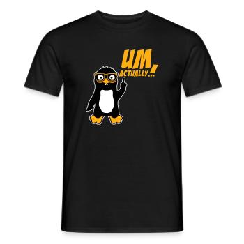 Pinguin Um Actually Lustig Nerd Klugscheißer Logo - Männer T-Shirt - Schwarz - Vorne - AI Model Male 178 light (178cm)