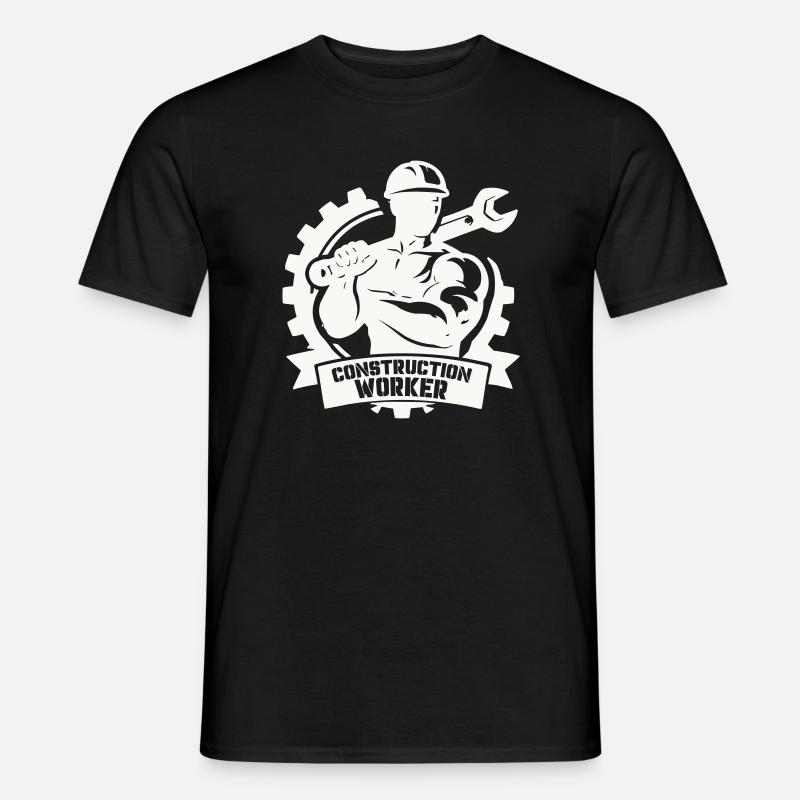 Starker Bauarbeiter mit Zahnrädern - Männer T-Shirt - Schwarz