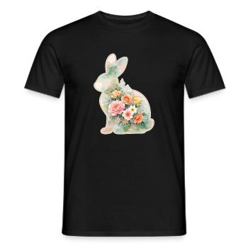 Hase Aquarell Blumen Ostern - Männer T-Shirt - Schwarz - Vorne - AI Model Male 178 light (178cm)