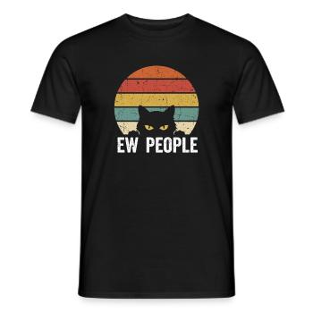 Beurk, les gens, amoureux des chats, humour félin, antisocial. - T-shirt homme - noir - Devant - AI Model Male 178 light (178cm)