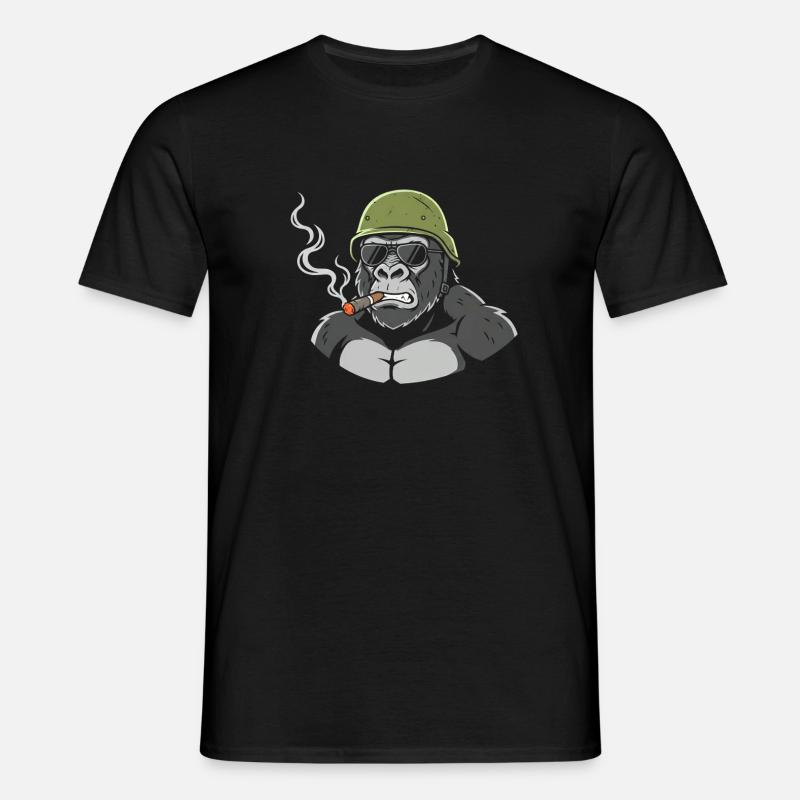 Gorilla Commando mit Zigarre - Männer T-Shirt - Schwarz