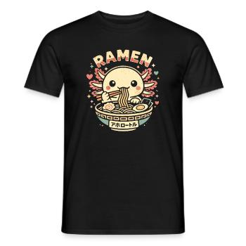 Cadeau mignon aux nouilles ramen et nouilles à l’axolotl Kawaii - T-shirt homme - noir - Devant - AI Model Male 178 light (178cm)