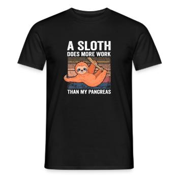 Faultier-Meme: Mehr Arbeit als Bauchspeicheldrüse - Männer T-Shirt - Schwarz - Vorne - AI Model Male 178 light (178cm)