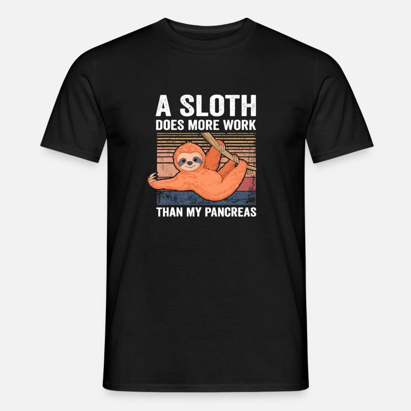 Faultier-Meme: Mehr Arbeit als Bauchspeicheldrüse - Männer T-Shirt - Schwarz